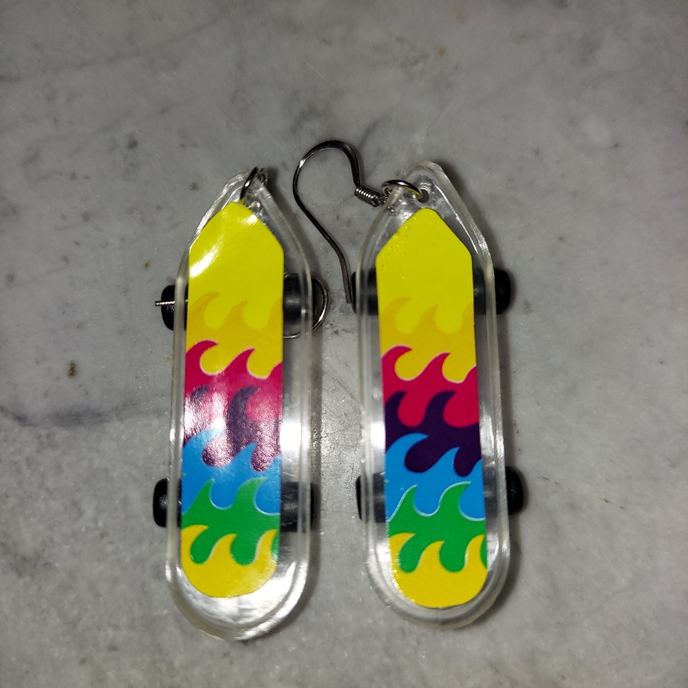skate board earrings sterling silver